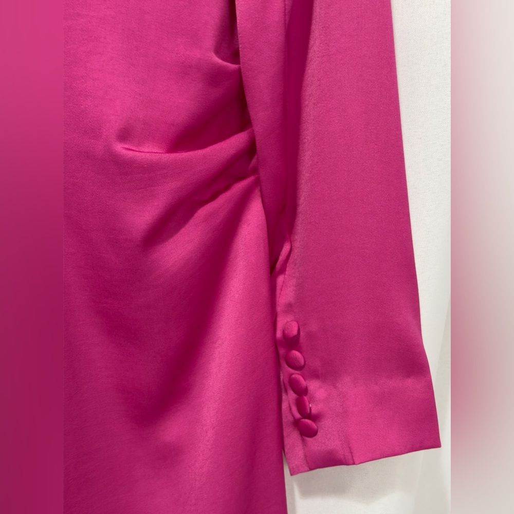 Chic Two-Tone Fuchsia/Blush Long Sleeve Crosby Street Dress Deep Neckline 6 NWT - Picture 9 of 9